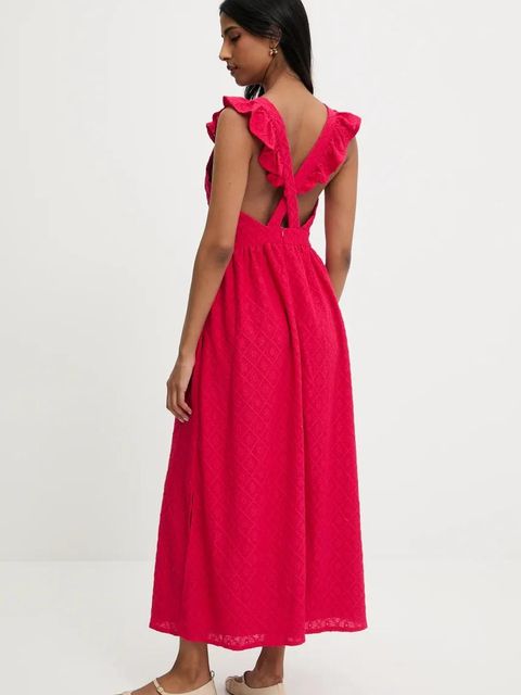 Answear.LAB sukienka kolor różowy maxi rozkloszowana