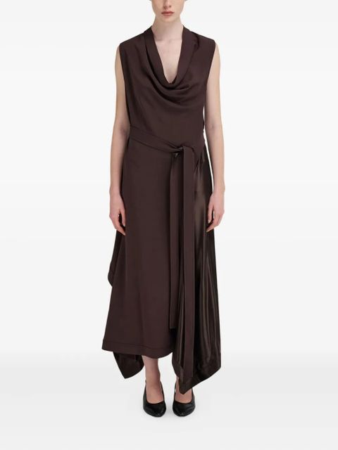 Ferragamo cowl-neck satin-panel dress - Brown - zdjęcie produktu nr 2