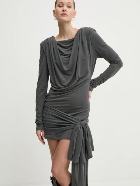 Rotate sukienka kolor szary mini dopasowana 1141011205