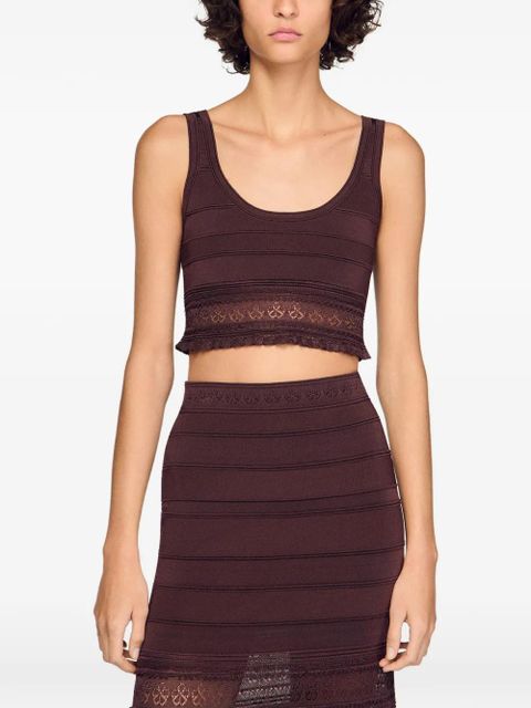 SANDRO lace crop top - Brown