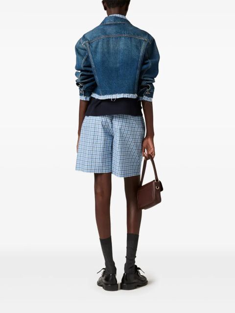 Miu Miu checked poplin boxer shorts - Blue