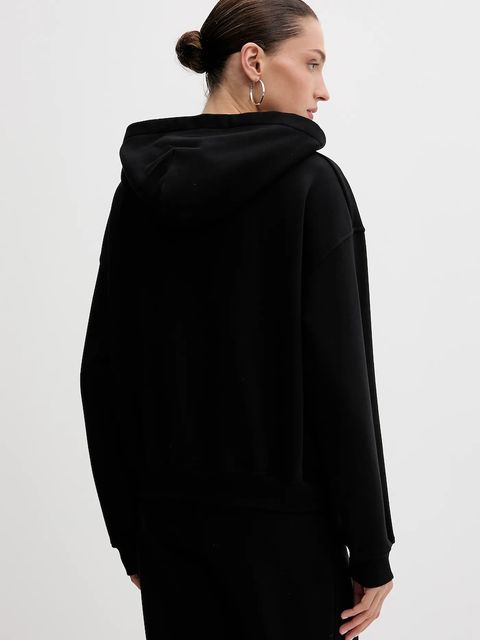 La Mania bluza BROOK damska kolor czarny z kapturem z aplikacją BROOK