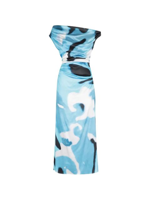 STAUD Phare one-shoulder belted dress - Blue - zdjęcie produktu nr 1