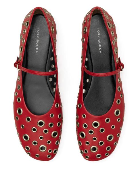Tory Burch eyelet Mary Jane ballerina shoes - Red