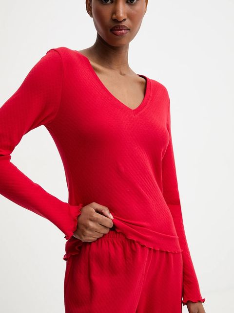 Answear Lab piżama bawełniana kolor czerwony bawełniana