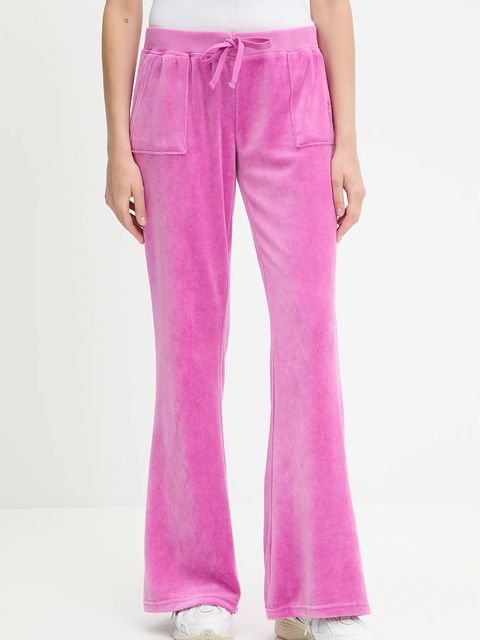 Juicy Couture spodnie dresowe welurowe CAISA LOW RISE PANT damskie kolor różowy gładkie JCSEBJ008G - zdjęcie produktu nr 1