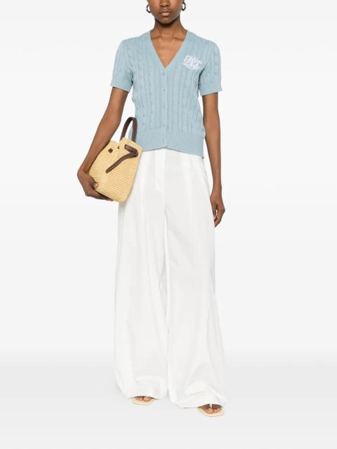 Lauren Ralph Lauren cable-knit logo-embroidered cardigan - Blue - zdjęcie produktu nr 2