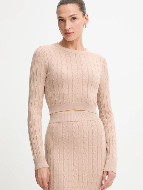 Answear.LAB sweter i spódnica damski kolor beżowy