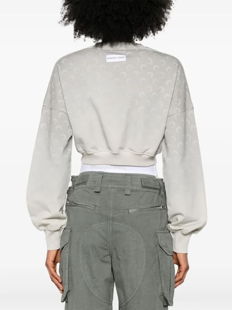 Marine Serre moon fleece cropped sweatshirt - Grey