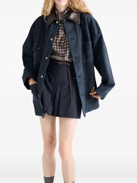 Prada leather-pocket pleated mini skirt - Blue