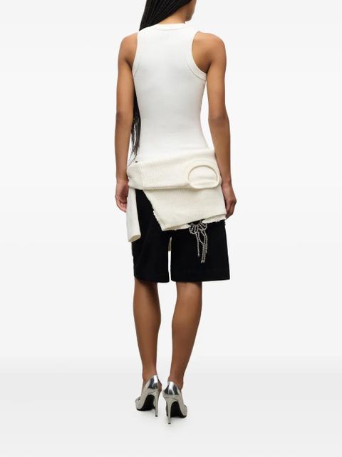 AREA crystal-embellished ribbed tank top - White