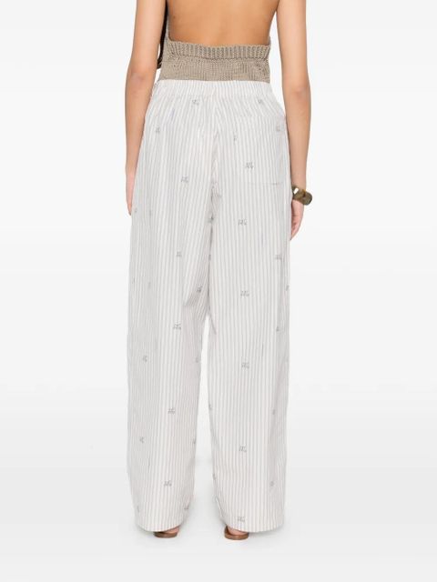 Jacquemus stripe-pattern embroidered trousers - White