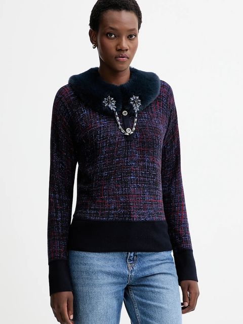 Blugirl Blumarine sweter dwustronny kolor granatowy RF5191.MA98O - zdjęcie produktu nr 1