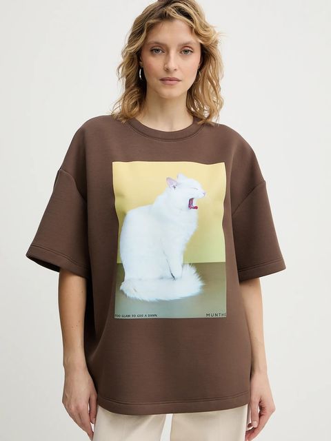 MUNTHE t-shirt RAPLOI damski kolor brązowy 254112525463 - zdjęcie produktu nr 1