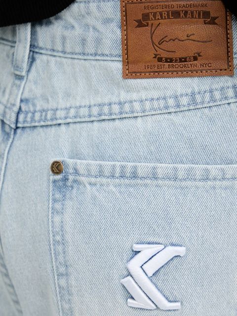 Karl Kani szorty jeansowe damskie kolor niebieski gładkie high waist 6110098