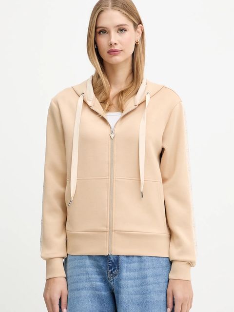 Guess bluza damska kolor beżowy z kapturem z aplikacją W5YQ05 KBYE2 - zdjęcie produktu nr 1