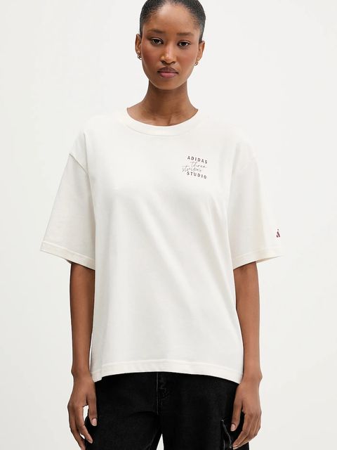 adidas t-shirt bawełniany damski kolor beżowy KT3275 - zdjęcie produktu nr 1