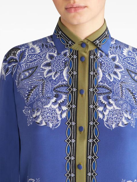 ETRO bandana-print silk crepe shirt - Blue - zdjęcie produktu nr 2