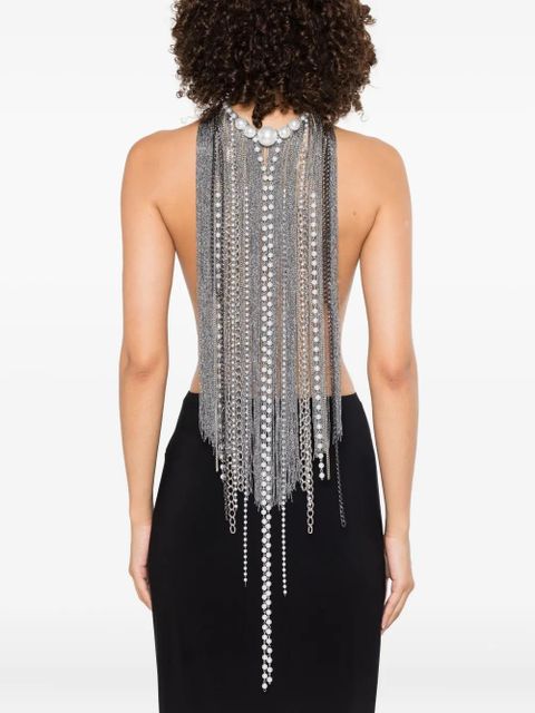 PINKO pearl-embellished chain necklace - Silver - zdjęcie produktu nr 2