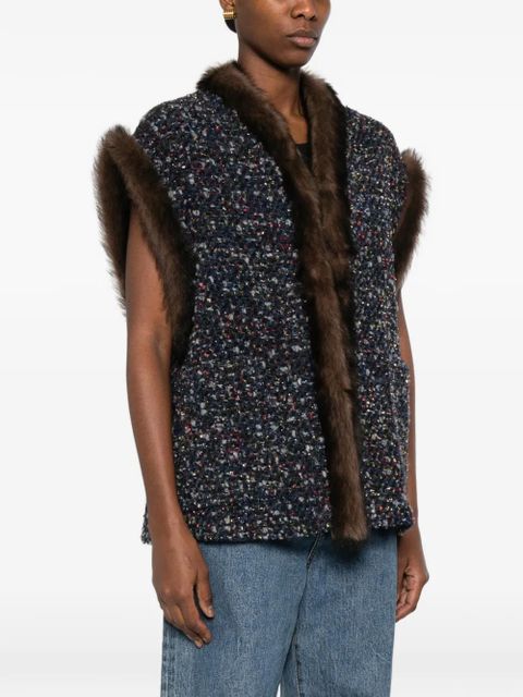 Valentino Garavani fur-trim gilet - Blue