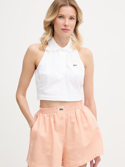 Lacoste crop top damski bawełniany z elastanem - zdjęcie produktu nr 1