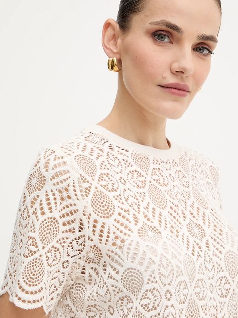 Morgan t-shirt damskie kolor beżowy DEVY - zdjęcie produktu nr 2