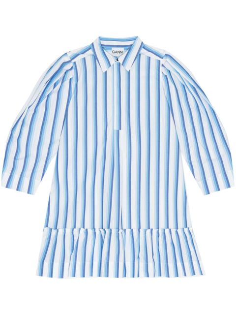 GANNI striped organic cotton shirtdress - White - zdjęcie produktu nr 1