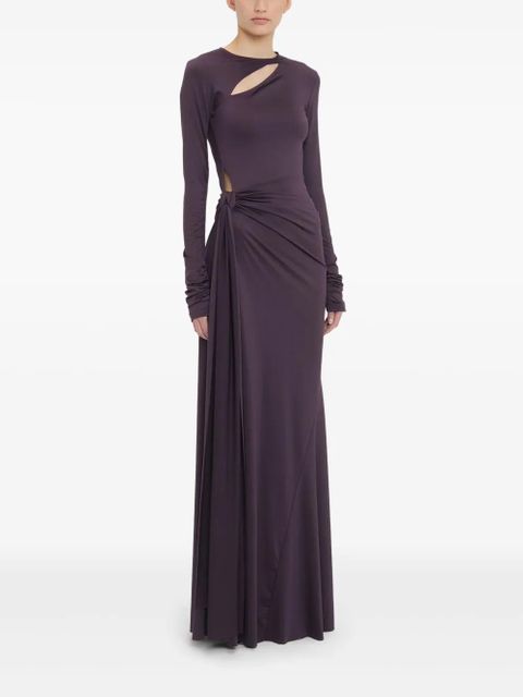 Victoria Beckham knot-detail long-sleeve gown - Brown - zdjęcie produktu nr 2