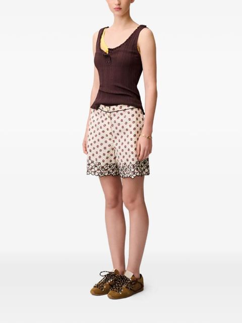 Claudie Pierlot floral-print embroidered shorts - Neutrals