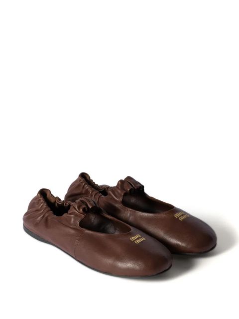 Miu Miu leather ballet flats - Brown - zdjęcie produktu nr 2