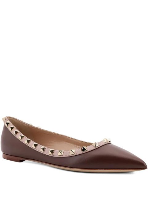 Valentino Garavani rockstud-embellished ballet flats - Brown - zdjęcie produktu nr 1