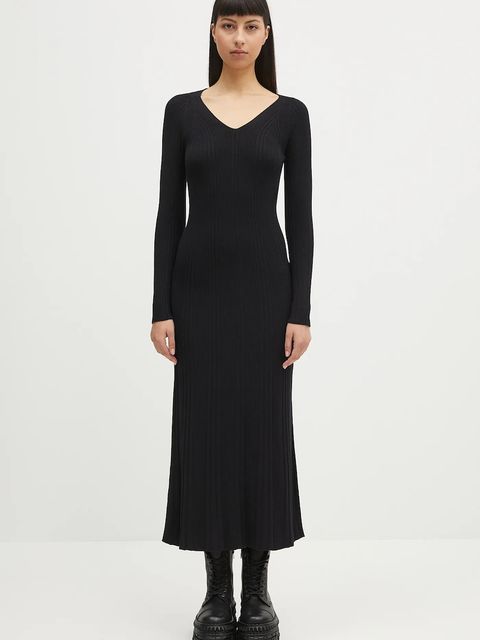 Samsoe Samsoe sukienka Sacheryl V-Neck kolor czarny maxi prosta F25100046 - zdjęcie produktu nr 1