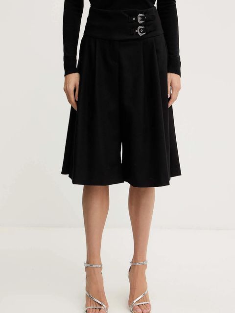 Versace Jeans Couture szorty z domieszką wełny damskie kolor czarny gładkie high waist 79HAD102 N0542 - zdjęcie produktu nr 1