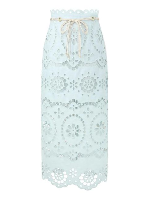 ZIMMERMANN Awaken embroidered midi skirt - Blue - zdjęcie produktu nr 1