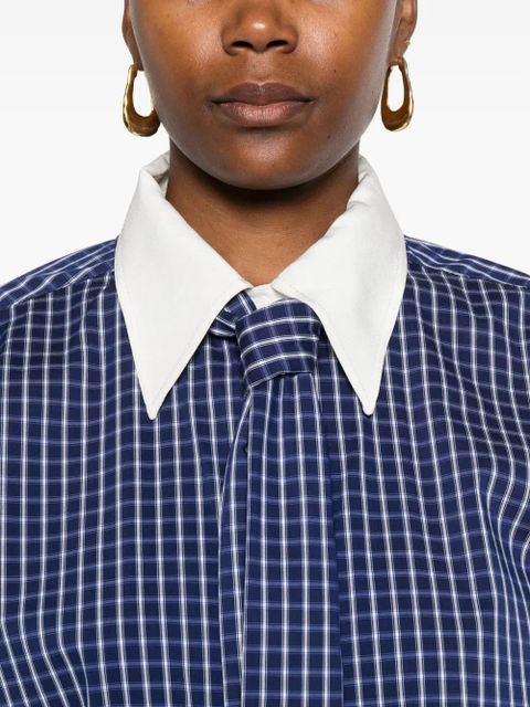 SANDRO checked tie-neck blouse - Blue