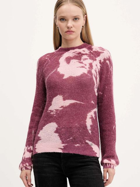 Desigual sweter z wełną HYDER damski kolor bordowy lekki 25WWJF31 - zdjęcie produktu nr 1