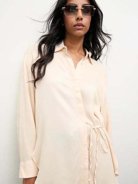 Answear.LAB koszula damska kolor beżowy relaxed z kołnierzykiem klasycznym - zdjęcie produktu nr 1