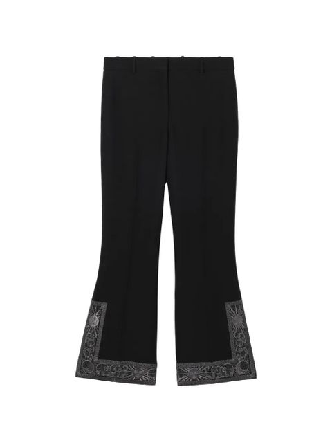Burberry cropped embroidered wool silk flared trousers - Black - zdjęcie produktu nr 1