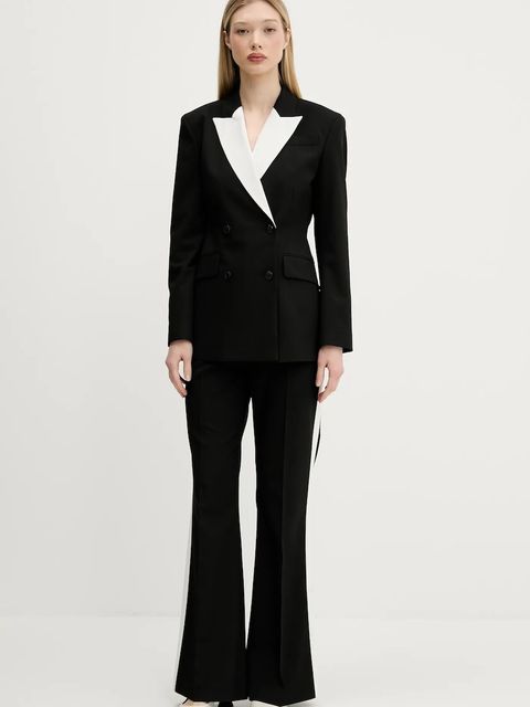 HUGO spodnie damskie kolor czarny dzwony high waist 50544753 - zdjęcie produktu nr 2