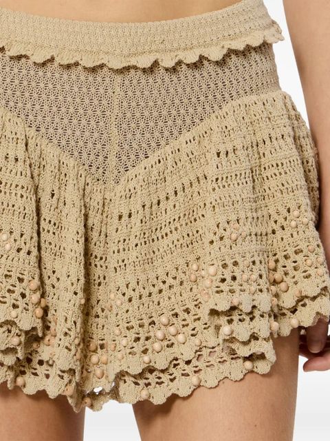 ISABEL MARANT Olzea beaded-details crochet cotton shorts - Neutrals