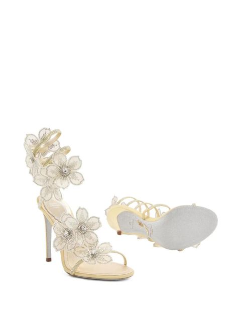 René Caovilla floral-embellished spiral sandals - Neutrals