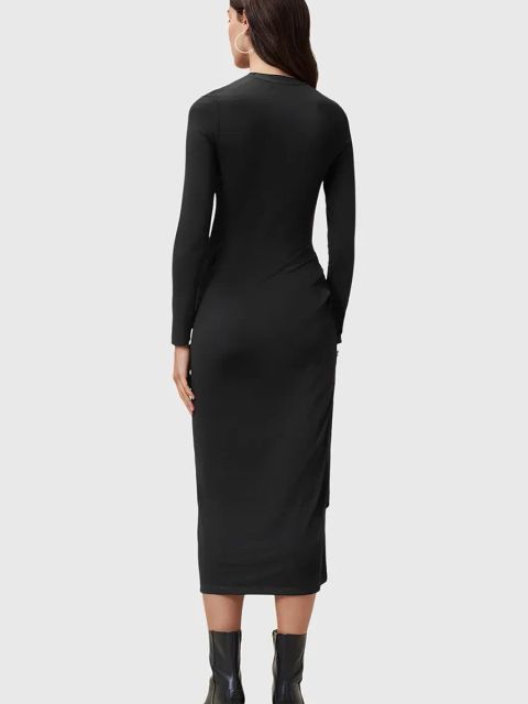 AllSaints sukienka RIVI kolor czarny midi dopasowana W007DC