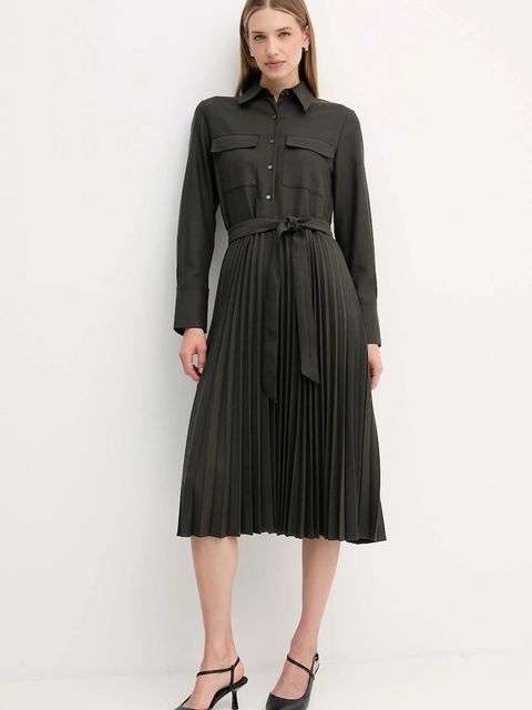 Tommy Hilfiger sukienka kolor zielony midi rozkloszowana WW0WW46582 - zdjęcie produktu nr 2