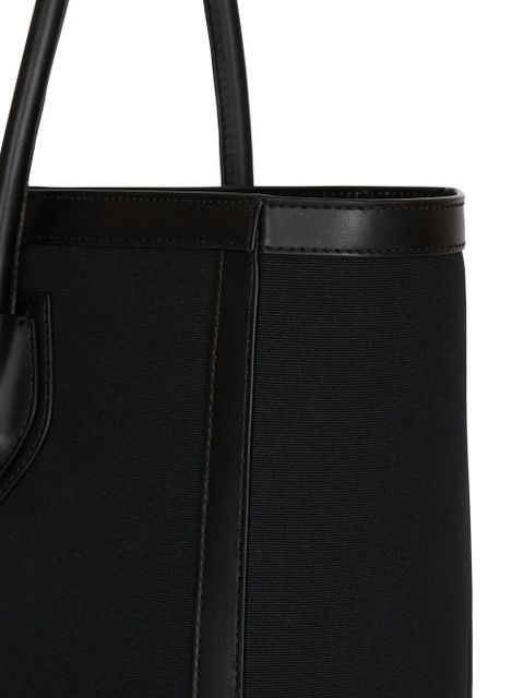 Balmain logo-plaque leather-trimmed tote bag - Black