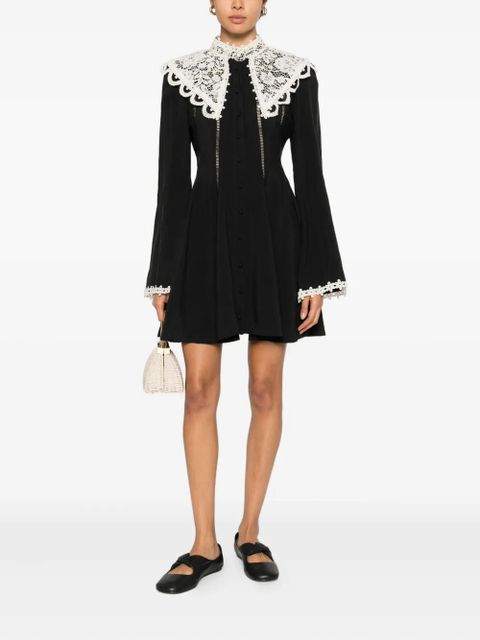 ALEMAIS Apollonia lace collar mini dress - Black