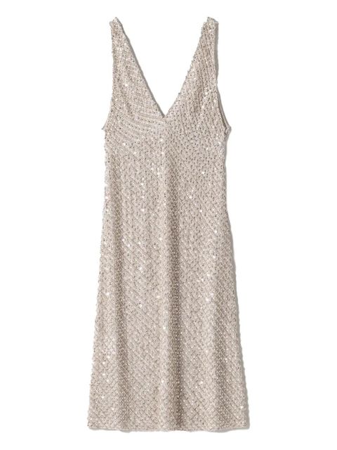 Miu Miu embroidered chiffon dress - Neutrals - zdjęcie produktu nr 1