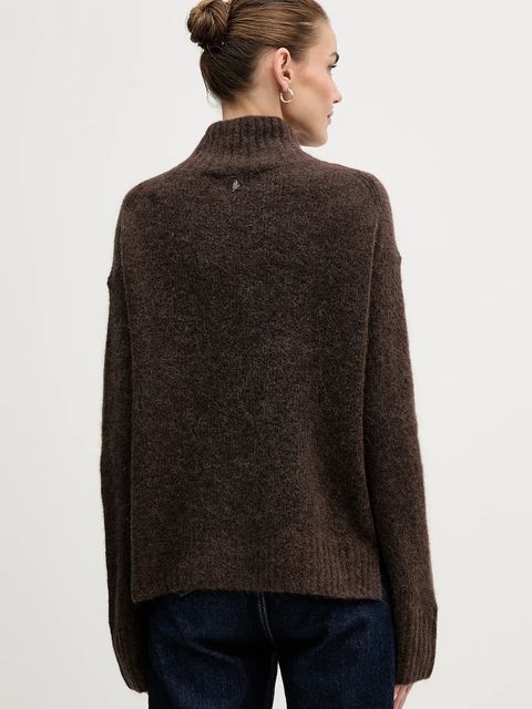 Mos Mosh sweter z dodatkiem wełny Erim damski kolor brązowy ciepły z golfem 175400