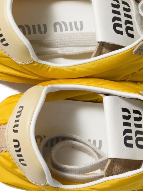 Miu Miu Plume technical fabric and suede sneakers - Yellow