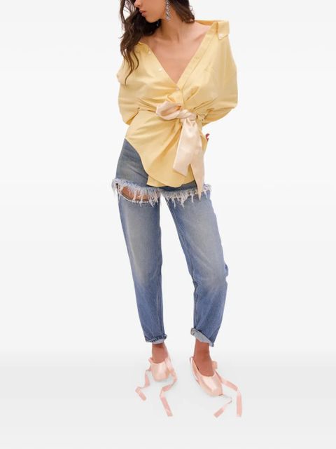 AREA satin-knot Oxford shirt - Yellow - zdjęcie produktu nr 2