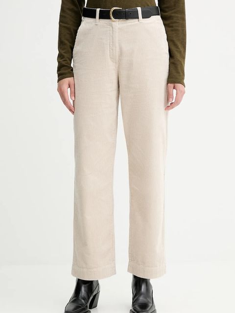 Marc O'Polo spodnie sztruksowe damskie kolor beżowy proste high waist 511104110441 - zdjęcie produktu nr 1